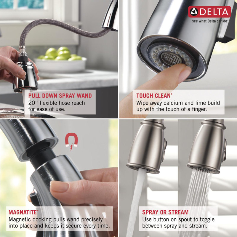 16970SSSDDST,SDDST Delta Kate Pull Down Kitchen Faucet with Soap